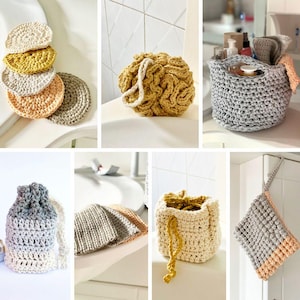 Bathroom Crochet Patterns, Crochet Pattern, Washbag, Face Scrubbies, Wash Cloth, Shower Pouf, Soap Saver, Wash Mitt, Soap Bag,