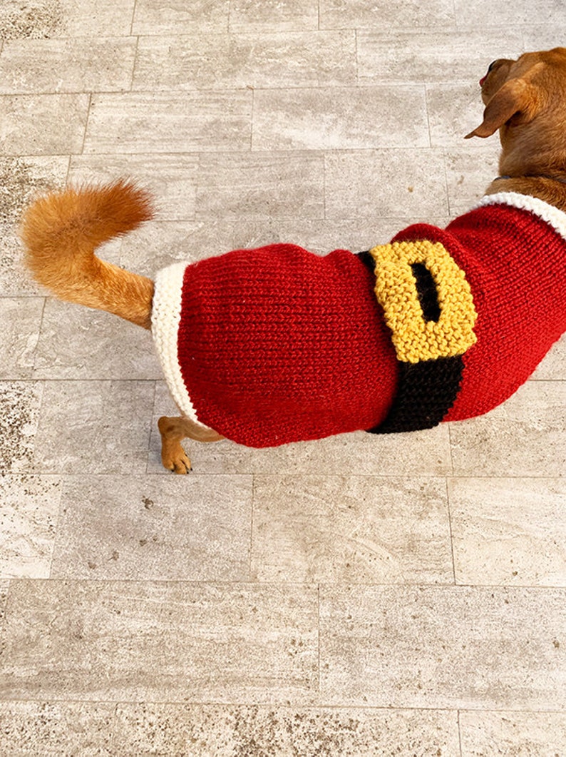 Santa Claus Dog Sweater Knitting Pattern, dog sweater knitting pattern, dog sweater pattern, dog clothes, dog jumper pattern, Christmas image 6