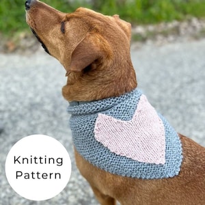 Dog bandana knitting pattern, dog heart bandana knitting pattern, dog bandana pattern, dog clothes, knit dog bandana pattern, dog bandana,