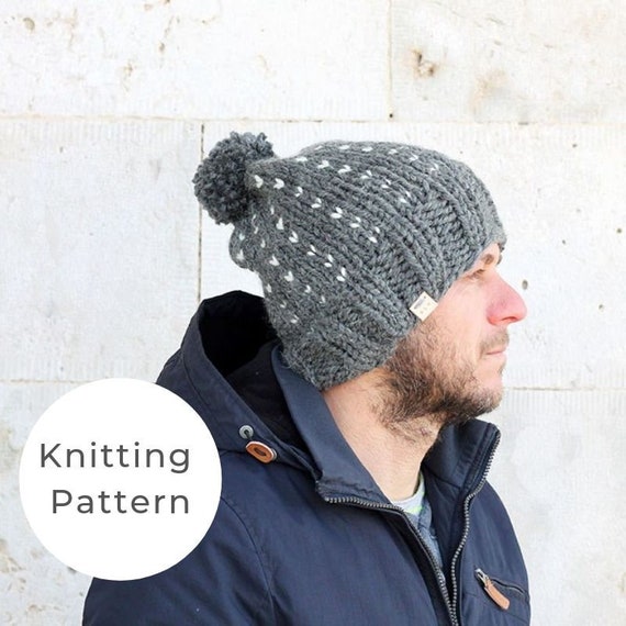 Knitting Pattern Men S Hat Pattern Fair Isle Knit Hat With Pom Pom Winter Hat Pattern Easy Knitting Pattern