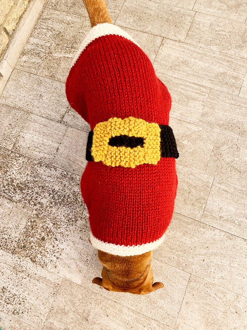 Santa Claus Dog Sweater Knitting Pattern, dog sweater knitting pattern, dog sweater pattern, dog clothes, dog jumper pattern, Christmas image 3