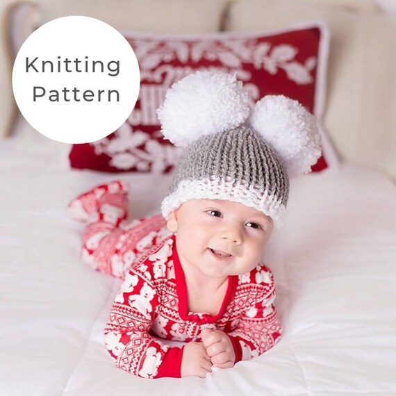 Baby Christmas Hat Baby Christmas Knit Baby Hat Pattern Easy Hat Pattern Knitting Pom Pom Hat Pattern Holiday Hat Baby Prop
