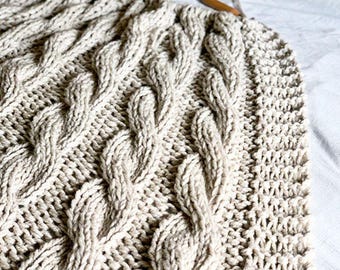 Chunky Blanket Knitting Pattern, Blanket Pattern, Cable Knit Blanket Pattern, Cable Blanket, Chunky Knit Blanket, Blanket