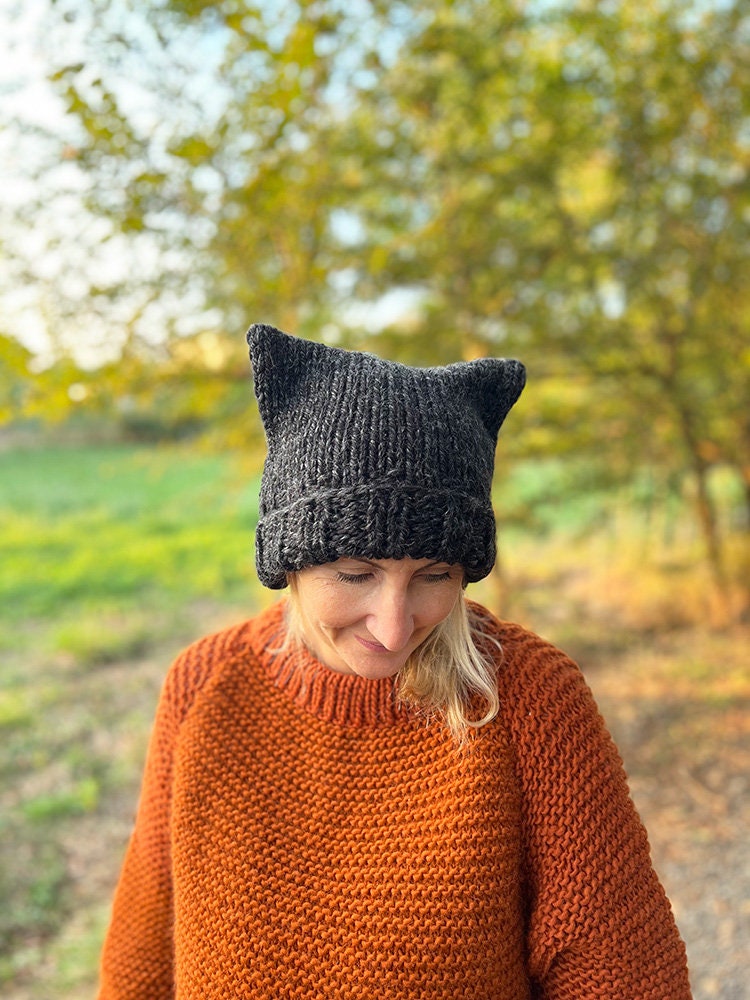 Cat Ear Beanie Knitting Pattern/ Knitted Cat Hat/hat Pattern Cat Ear Beanie Knitting Pattern/ Knitted Cat Hat/hat Pattern