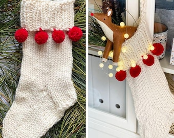 Christmas Stocking Knitting Pattern, Chunky Knit Christmas Stocking, Christmas Stocking Pattern, Christmas Knitting, Holiday Stocking,