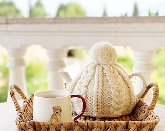 Cable Knit Tea Cosy Knitting Pattern, Tea Cosy Pattern, Tea Cosy UK, Tea Cosy Knitted Tea Cosy, Tea Cozies, Cable Knit,