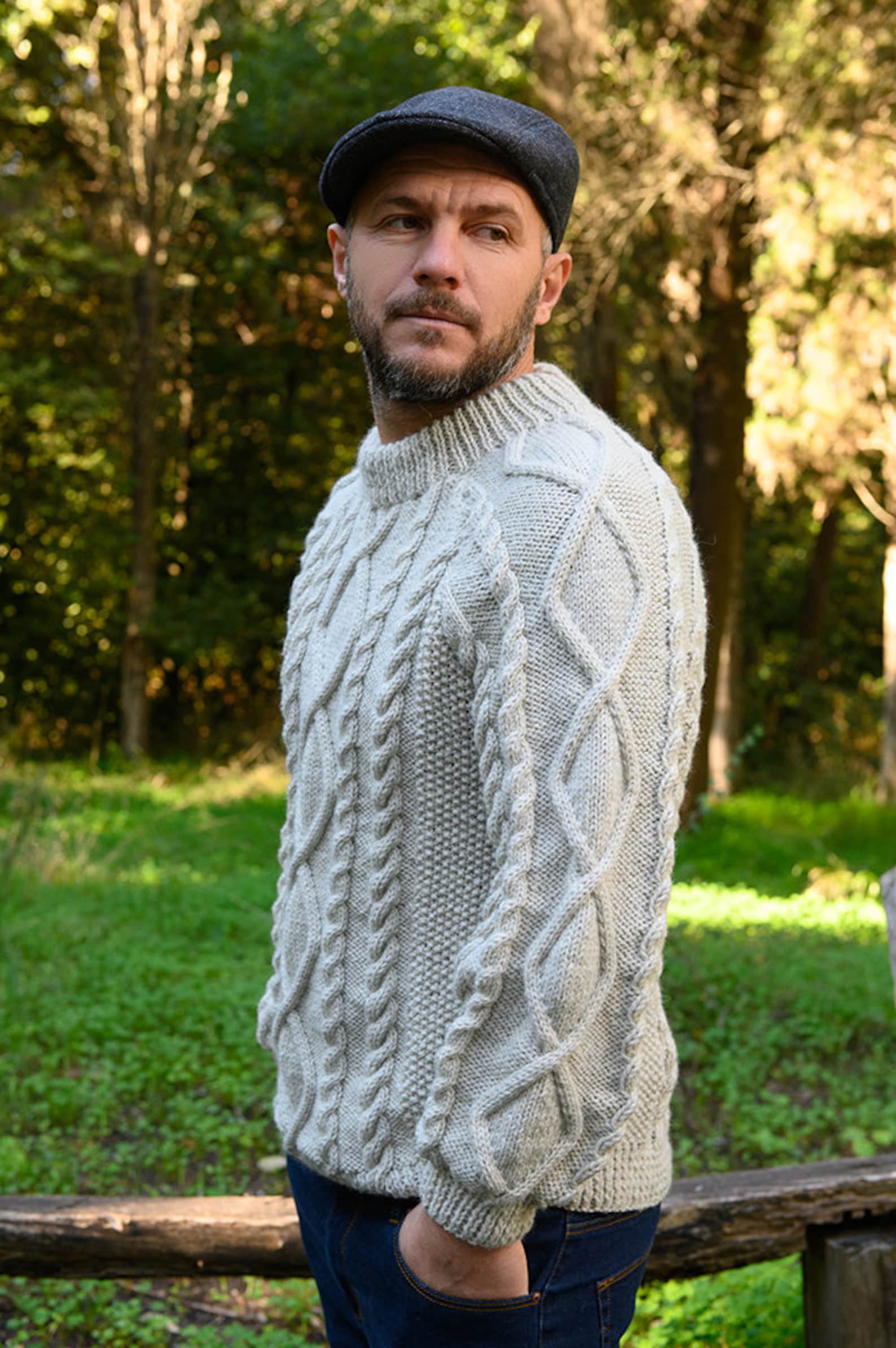 Men's Aran Sweater Pattern / Sweater Pattern / Men's Etsy