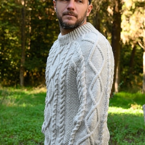 Men's Aran Sweater Pattern / Sweater Pattern / Men's Sweater Knitting Pattern / Cable Knit Sweater Pattern / Aran Sweater image 4