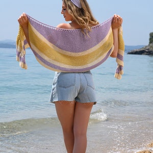 Crescent Shawl Knitting Pattern, Garter Tab Crescent Shawl Knitting Pattern, Summer Shawl Knitting Pattern, Cotton Shawl, Summer Shawl, image 8