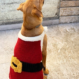 Santa Claus Dog Sweater Knitting Pattern, dog sweater knitting pattern, dog sweater pattern, dog clothes, dog jumper pattern, Christmas image 4