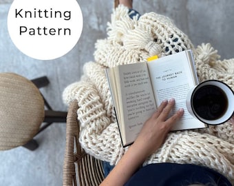 Chunky Knit Blanket Pattern, Basic Blanket Pattern, Chunky Blanket Knitting Pattern, Knitted Blanket, Wide Ribbing Blanket Pattern, Blanket