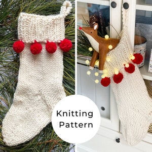 Christmas Stocking Knitting Pattern, Chunky knit Christmas stocking, Christmas stocking pattern, Christmas knitting, Holiday Stocking,