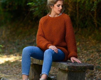 Pumpkin Sweater Knitting Pattern, Easy Sweater Pattern, Raglan Sweater Pattern, Oversized Sweater, Beginner Sweater Pattern,