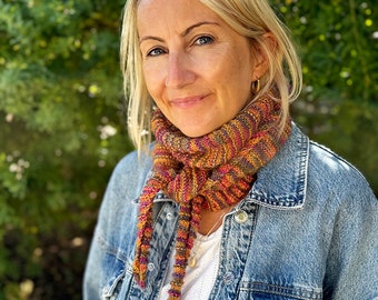 Skinny Scarf Knitting Pattern (Easy Knit Garter Stripe)/ Skinny Scarf Knit Pattern /Skinny Scarf/ Garter Stripe Scarf Pattern/ Scarf Pattern