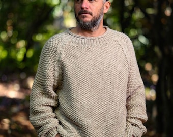 Men's Cozy Cottage Moss Stitch Sweater Knitting Pattern, Men's Moss Stitch Sweater Pattern, Sweater Pattern, Men's Knit Sweater Pattern,