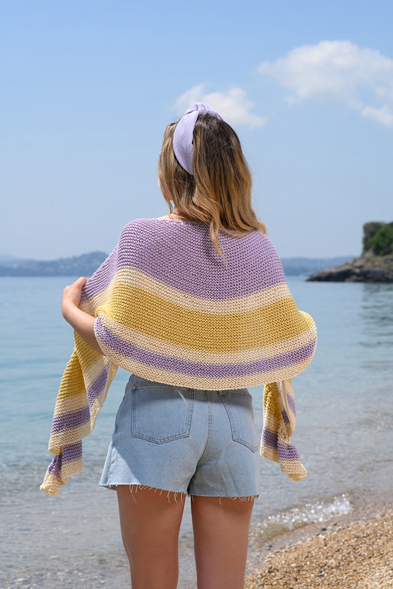 Crescent Shawl Knitting Pattern, Garter Tab Crescent Shawl Knitting Pattern, Summer Shawl Knitting Pattern, Cotton Shawl, Summer Shawl, image 7