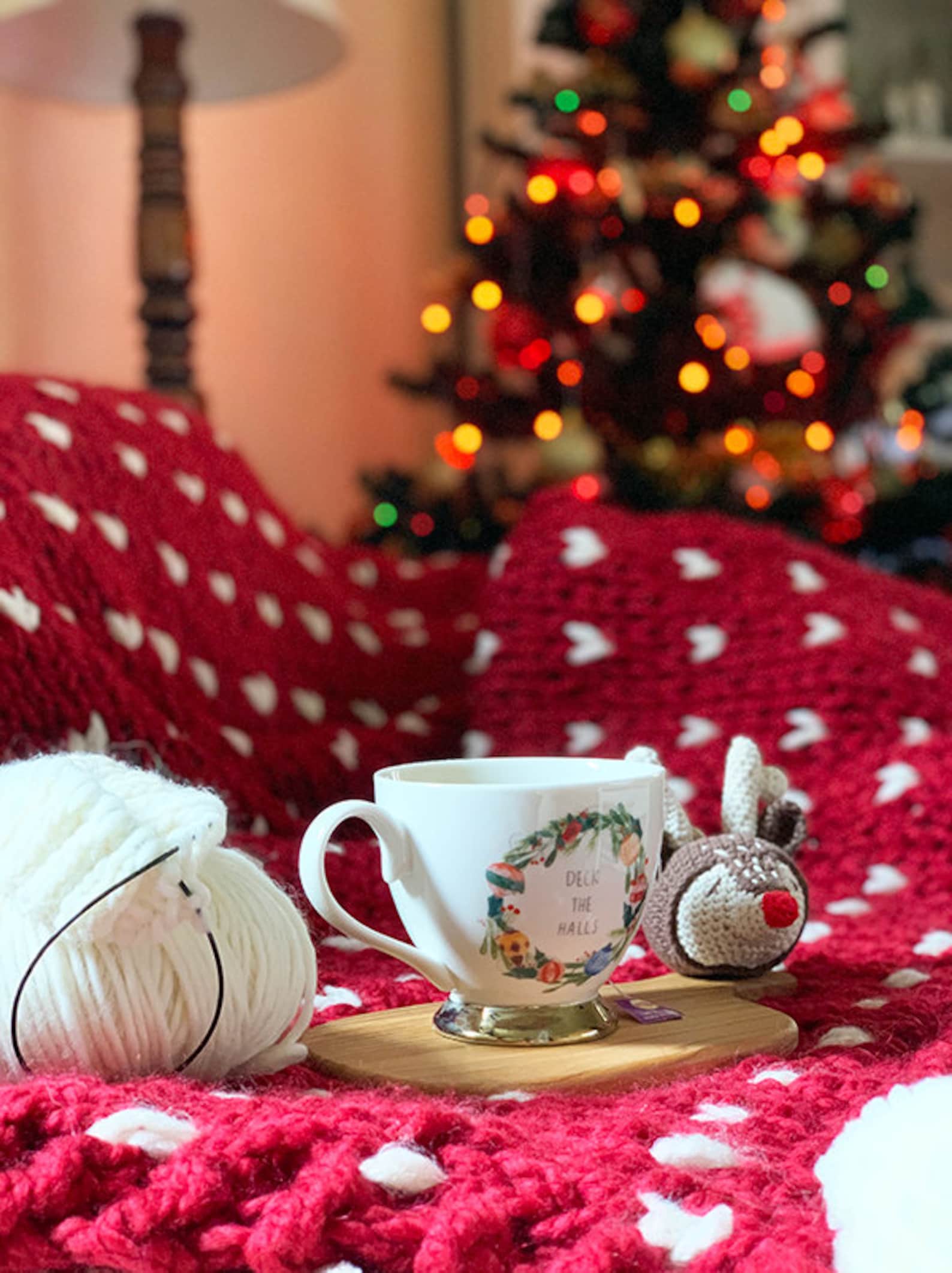 Christmas Throw Blanket Knitting Pattern Chunky Knit Blanket Etsy