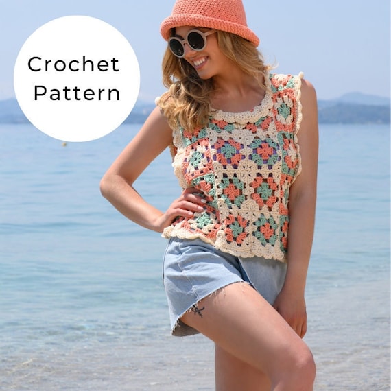 Crochet Granny Square Top Pattern Crochet Pattern Crochet Etsy