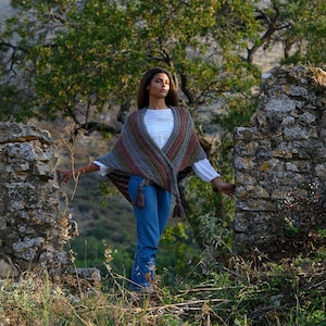 Patrón de tejido para chal, patrón de chal fácil, patrón de chal de otoño, patrón de chal triangular, patrón de chal triangular de otoño