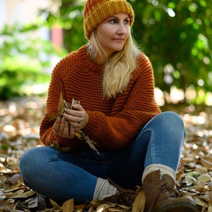 Candy Corn Hat Knitting Pattern, Beginner Beanie Hat Knitting Pattern, Beanie Knit On Straight Needles, Hat Pattern, Ribbed Beanie Pattern, image 5