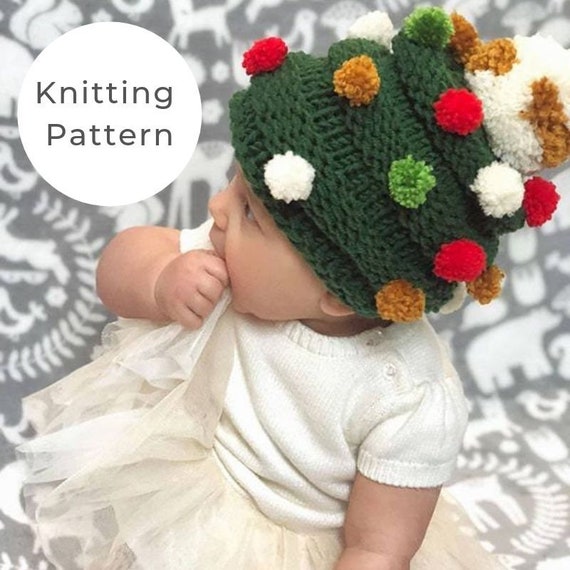 Baby Christmas Hat Baby Christmas Knit Baby Christmas Outfit Baby Hat Pattern Pom Pom Hat Pattern Christmas Tree Hat