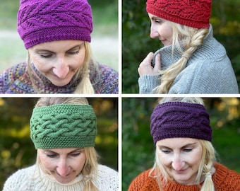 Headband Pattern Bundle x 4 Patterns, Headband Pattern, Headband Knitting Pattern, Headband, Cable Stitch Headbands, Lace Stitch Headbands,