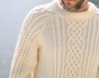 Celtic Cable Fisherman Sweater Pattern/Unisex Aran Sweater Pattern / Sweater Knitting Pattern / Cable Knit Sweater Pattern/ Aran Sweater