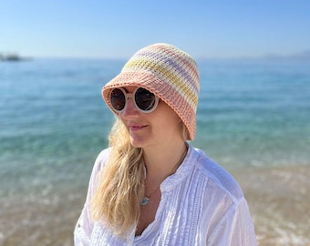 Striped Bucket Hat Crochet Pattern, Crochet Pattern, Crochet Hat, Crochet Bucket Hat Pattern, Hat Pattern,