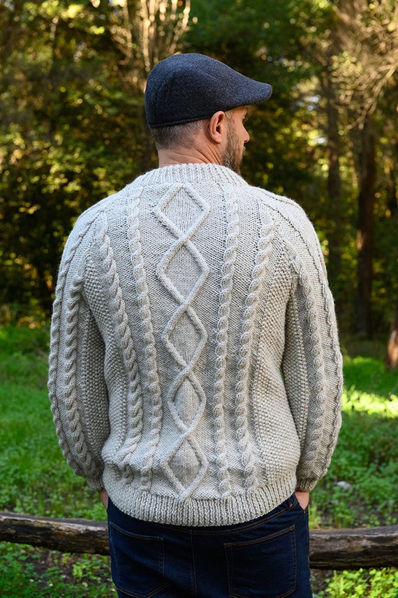 Men's Aran Sweater Pattern / Sweater Pattern / Men's Sweater