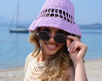 Chapeau Bob Crochet Femme – Tricoté Main Pliable – Style Mignon Et Décontracté Pour Été & Voyages