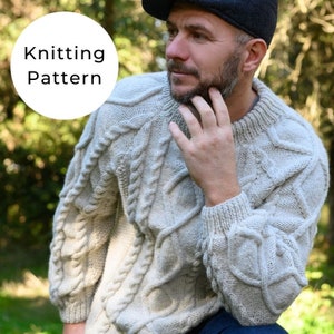 Men's Aran Sweater Pattern / Sweater Pattern / Men's Sweater Knitting Pattern / Cable Knit Sweater Pattern / Aran Sweater image 2