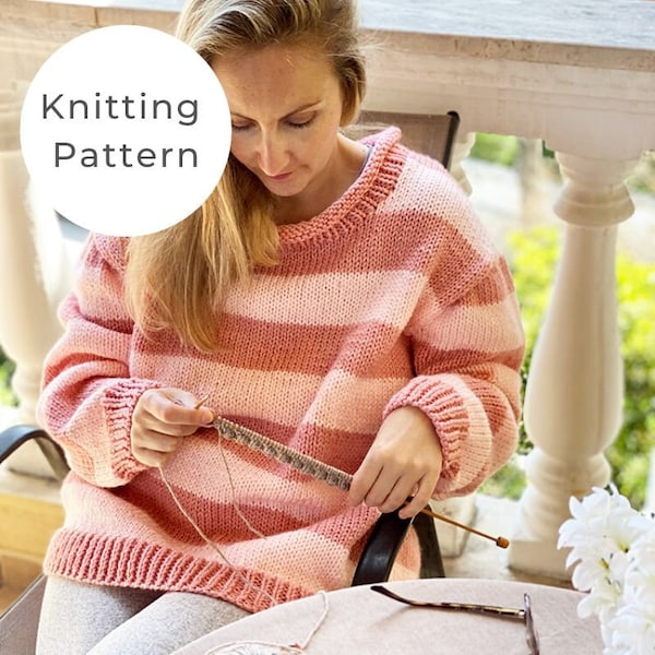 Striped Sweater Knitting Pattern, sweater pattern, striped sweater, oversized sweater pattern, oversized sweater,