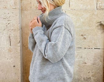 Turtleneck Sweater Pattern, Bottom-Up Knit Sweater Pattern, Knit-In-The-Round Sweater Pattern, Knit Sweater Pattern, Sweater Knit Pattern