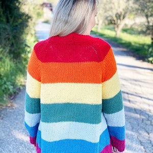 Rainbow Cardigan Knitting Pattern, Rainbow sweater pattern, Rainbow sweater, boyfriend cardigan, oversized cardigan, image 3