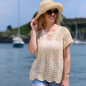 The Calliope Tee Strickmuster, Tee Strickmuster, Tee Muster, Top Strickmuster, Sommer Top, Sommer Strick Top, Ripple Stitch Tee,