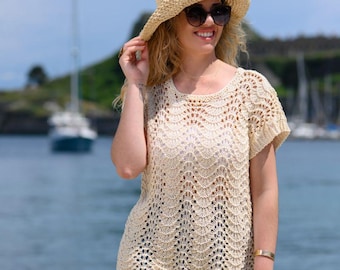 The Calliope Tee Knitting Pattern, Tee Knitting Pattern, Tee Pattern, Top Knitting Pattern, Summer Top, Summer Knit Top, Ripple Stitch Tee,