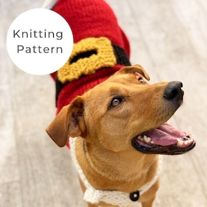 Santa Claus Dog Sweater Knitting Pattern, dog sweater knitting pattern, dog sweater pattern, dog clothes, dog jumper pattern, Christmas image 1