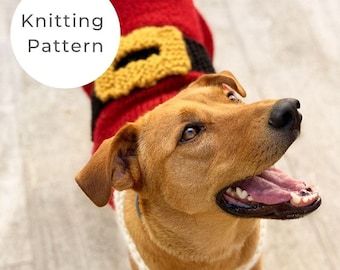 Santa Claus Dog Sweater Knitting Pattern, dog sweater knitting pattern, dog sweater pattern, dog clothes, dog jumper pattern, Christmas