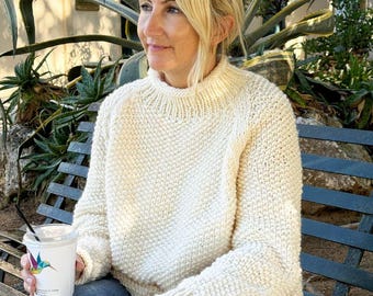 Cozy Cottage Moss Stitch Sweater Knitting Pattern, Moss Stitch Sweater Pattern, Sweater Pattern, Knit Sweater Pattern, Sweater Knit Pattern