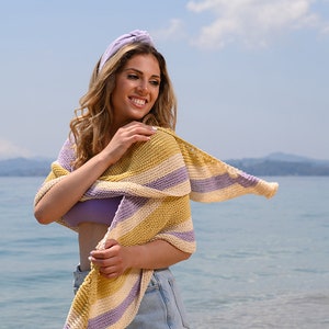 Crescent Shawl Knitting Pattern, Garter Tab Crescent Shawl Knitting Pattern, Summer Shawl Knitting Pattern, Cotton Shawl, Summer Shawl, image 4