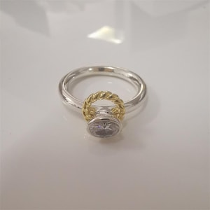 pandora  halo reminder gold twist rope silver ring