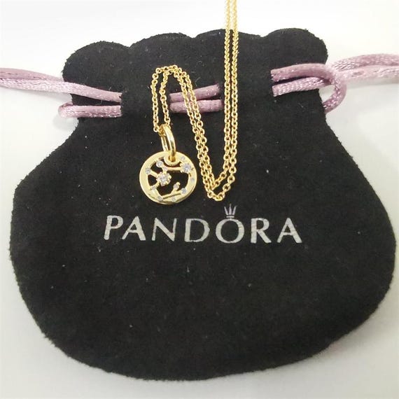 pandora golden plated sagittarius zodiac necklace-60cm