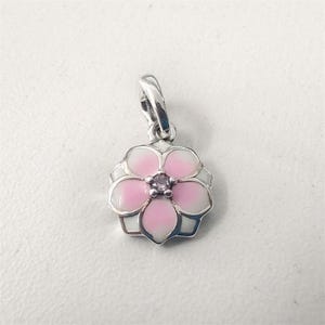 アクセサリー Magnolia Bloom Dangle Charm/14k Heart NEW Genuine Pandora Silver Magnolia Bloom Dangle CZ Charm