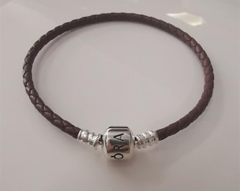 pandora brown single braided leather bracelet