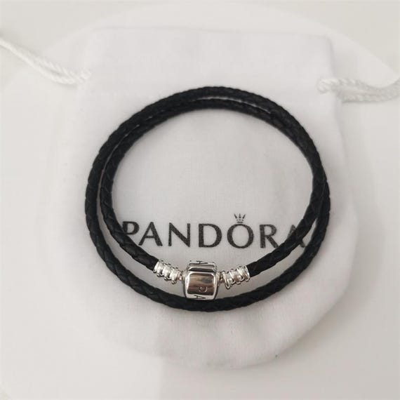 Pandora black braided leather charm bracelet deals