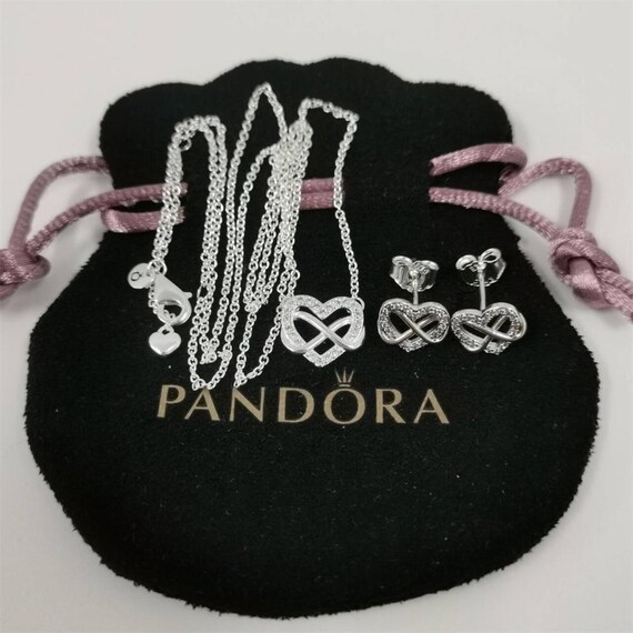 Pandora Sparkling Infinity Heart Collier Stud Earrings