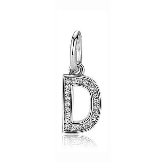 ChicSilver Sterling Silver Letter Charm - Initial D, Vintage Design With Cubic Zirconia, Fits Most Charm Bracelets