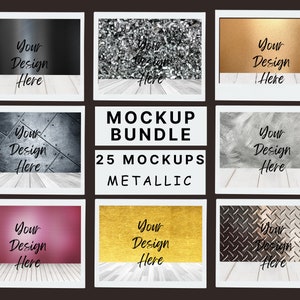 25 Metallic Mockups, Digital Backgrounds Product Mockup Bundle, Metallic Photo Backdrop Layout Bundle