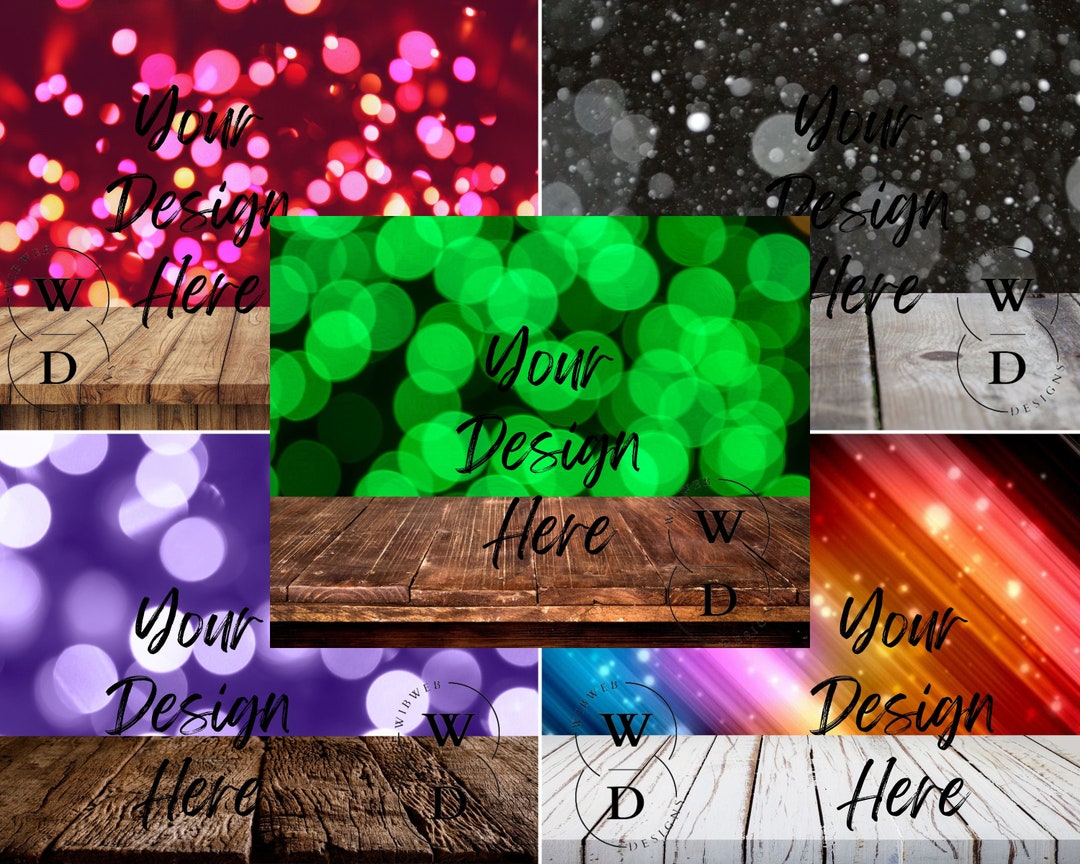 5 Blurry Lights Mockups, Blurry Digital Mockup Background Bundle