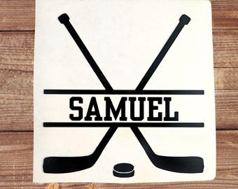 Custom Hockey Sticks Name Decal: Personalized Helmet & Water Bottle Sticker